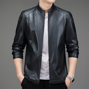 新款皮衣男外套秋季中年男士休闲商务立领皮夹克秋装ZL2185-P150图片