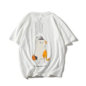 【】A003-HT1031-P30夏装可爱猫咪时尚短袖T恤 白底图片