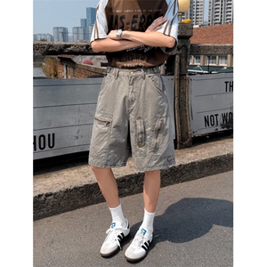 工装五分裤男女韩版潮流宽松百搭帅2025夏季ins休闲短裤K6386-P61图片