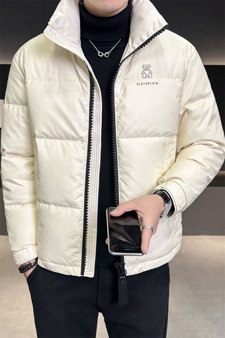 皮羽绒服男2024新款立领小熊刺绣羽绒外套B240-YR18916-P175,男装羽绒服,电商B240