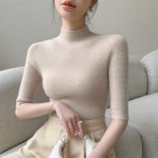 2024年秋冬季新款女时尚百搭显瘦修身长袖羊毛针织衫，女装羊毛衫，暖圣羊羊绒