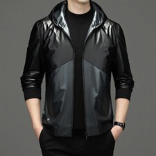 男装商务秋季新款皮衣男士中年潮流休闲宽松版男爸爸装纯色外套，男装皮衣，电商B212（原钱塘6029）