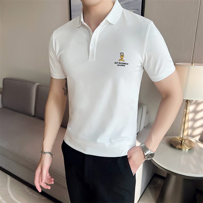 2024夏季新款英伦风高品质修身刺绣POLO衫冰丝短袖T恤男D239-p48,男装T恤,电商D303