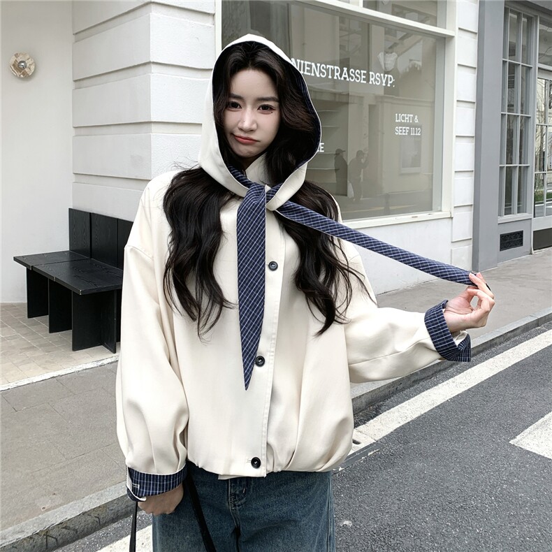 2026春装新款现货兔耳朵风衣短外套2C375-616-P165-K258,女装风衣,2C375