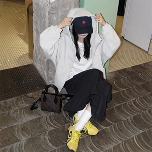 抖音得物高品质 25秋冬美式高街宽松结构防风高领连帽卫衣外套W60图片