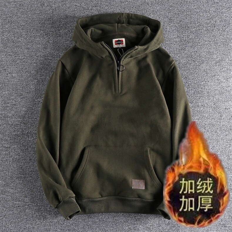 复古秋冬加绒加厚男连帽袋鼠兜长袖套头卫衣外套WY3338 P44-P48图片