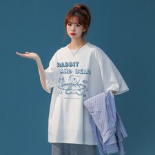中性港风2022夏季新款宽松印花圆领短袖200gT恤男T6006P25控38，男装T恤，电商A268
