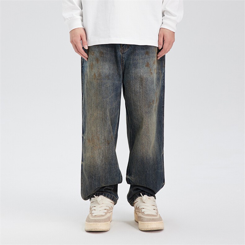 PL917做旧油污重工手工脏洗牛仔裤，男装牛仔裤，电商基地S002