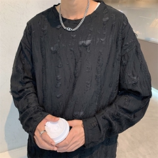 早秋款男长袖T恤衫破洞流苏打底衫t393P33，男装T恤，星座1013-1