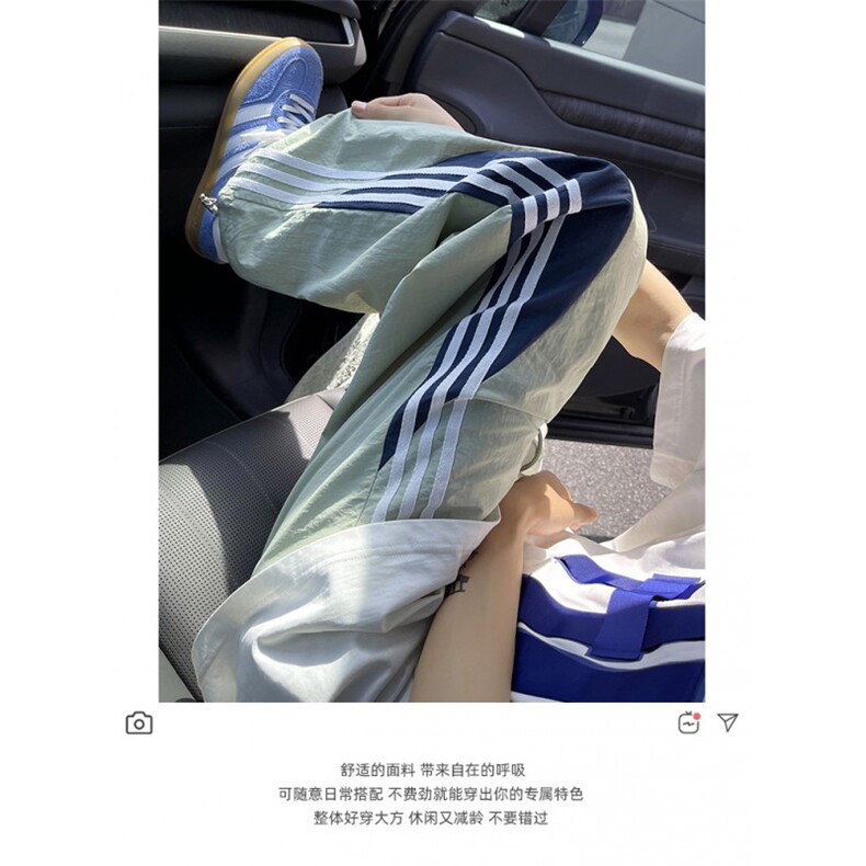 AK2204-P40多巴胺速干夏季新款三条杠拼接休闲运动长裤男女同款,女装休闲裤,星座617A-2