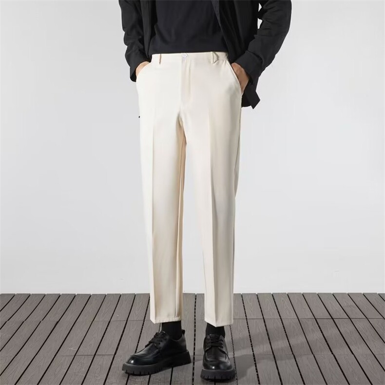 夏九分西装男士长裤子垂感小脚休闲修身直筒百搭小西裤K11，男装西服套装，星座1116A-2（原606A-1）