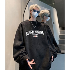 抖音得物供货提供视频秋冬重磅美式麂皮绒圆领卫衣JY392，男装卫衣，电商A486