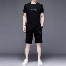 2023年夏款潮流休闲时尚男士运动短裤短袖套装P130，男装休闲套装，电商D223-1