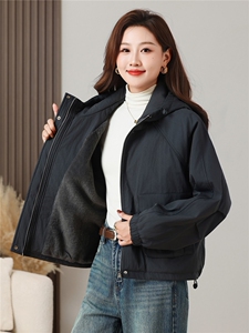 派克服女冬季休闲纯色加绒内里保暖防风外套图片