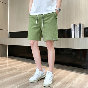 夏季棉麻刺绣短裤男休闲百搭五分裤纯棉沙滩裤XZ310B-3-DK833-P25图片