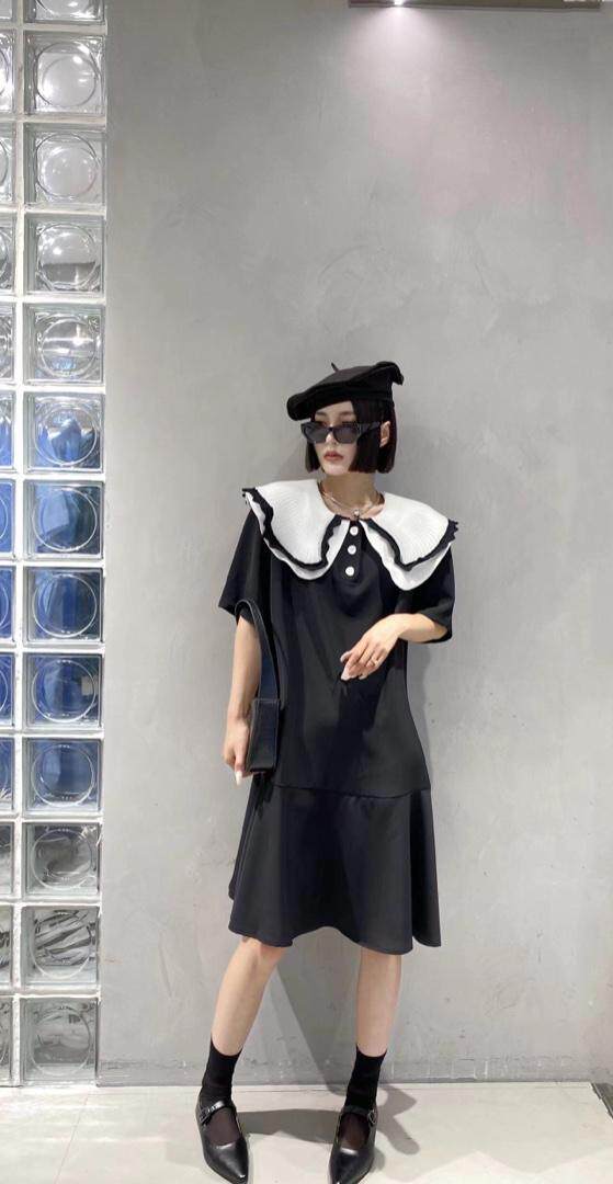 夏季新款荷叶领清新款连衣裙，女装连衣裙，圣芭拉