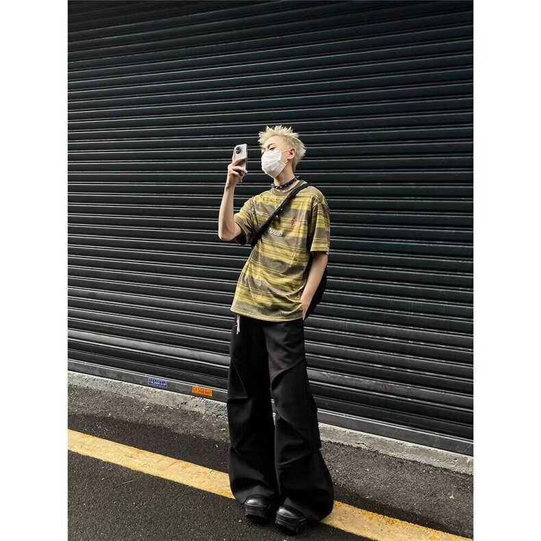 网图夏季新款扎染条纹短袖T恤男宽松oversize潮牌短袖DT10-P35,男装T恤,星座1001-1