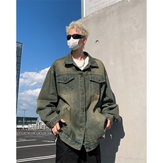 美式复古做旧牛仔外套男女宽松潮牌秋季休闲夹克上衣88466-p60，男装工装外套，星座1008