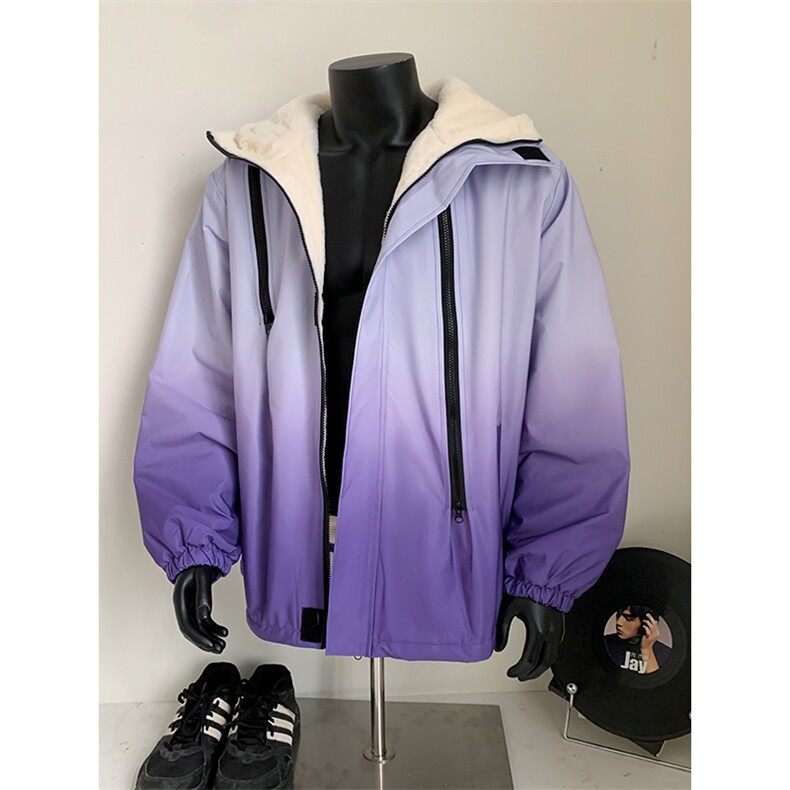 渐变三防户外冲锋衣内里600克仿兔毛潮牌棉衣XZ301AY08P128，男装夹克，星座301A