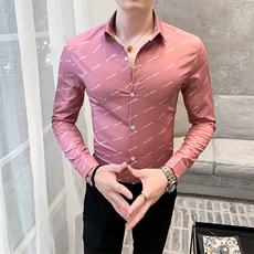 312A-929-P55新款社会精神小伙长袖衬衫男时尚帅气夜店衬衣-首2，男装衬衫，星座312A-5