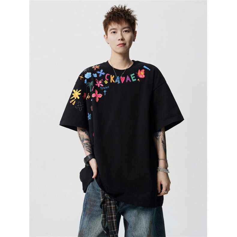 706-T0279-P29特P260克重磅现货夏季印花短袖T恤情侣打底衫,男装T恤,星座706