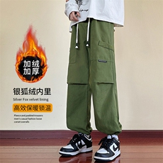 加绒加厚美式潮流休闲裤男束脚裤工装裤K0873-P50加绒P65，男装休闲裤，星座308B-2