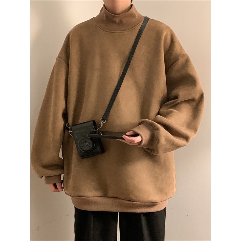 电商DSA028-JRKBLCTP55加绒加厚半高领麂皮绒卫衣限价78,男装卫衣,电商A028