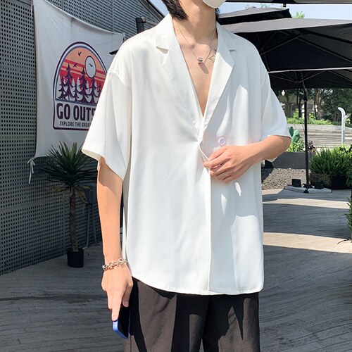 夏季西装外套男短袖韩版潮2023新款上衣ins宽松个性衬衫W2672-P30，男装西服，星座412-2
