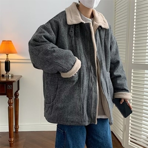 冬季日系vintage灯芯绒服男加绒加厚外套羊羔毛袄 W6118-P100图片