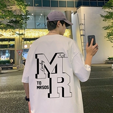 T615P26夏季新款港风纯棉短袖T恤ins衣服宽松半袖体恤字母上衣，男装T恤，星座304A