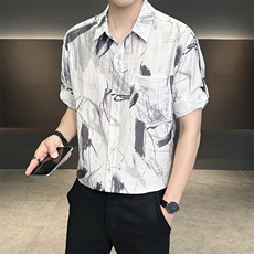 莱赛尔天丝面料冰感七分袖可调节男装衬衫B317-C9623-P75，男装衬衫，电商B317