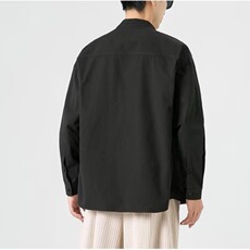 中式复古工装白衬衫禅意茶服男秋季长袖衬衣居士汉服J6911-P55，男装衬衫，星座1105-3