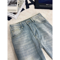 B221美式ins高街暗黑宽松直筒竹节纹牛仔裤LK26626-特P46控88，男装牛仔裤，电商B221
