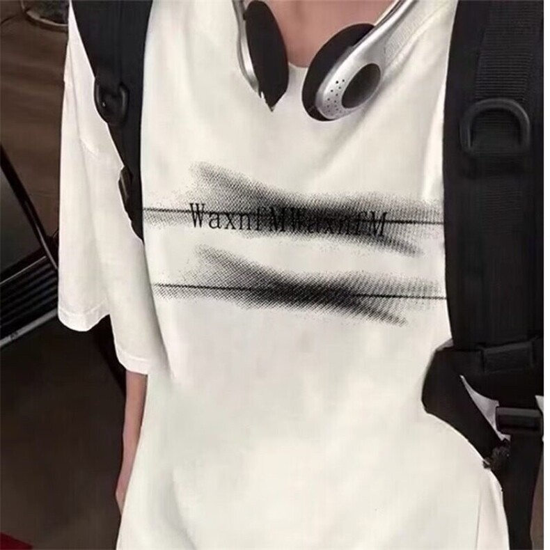 2025夏季短袖t恤男字母街头潮流情侣半袖女生宽松圆领打底衫上衣,男装T恤,星座506A