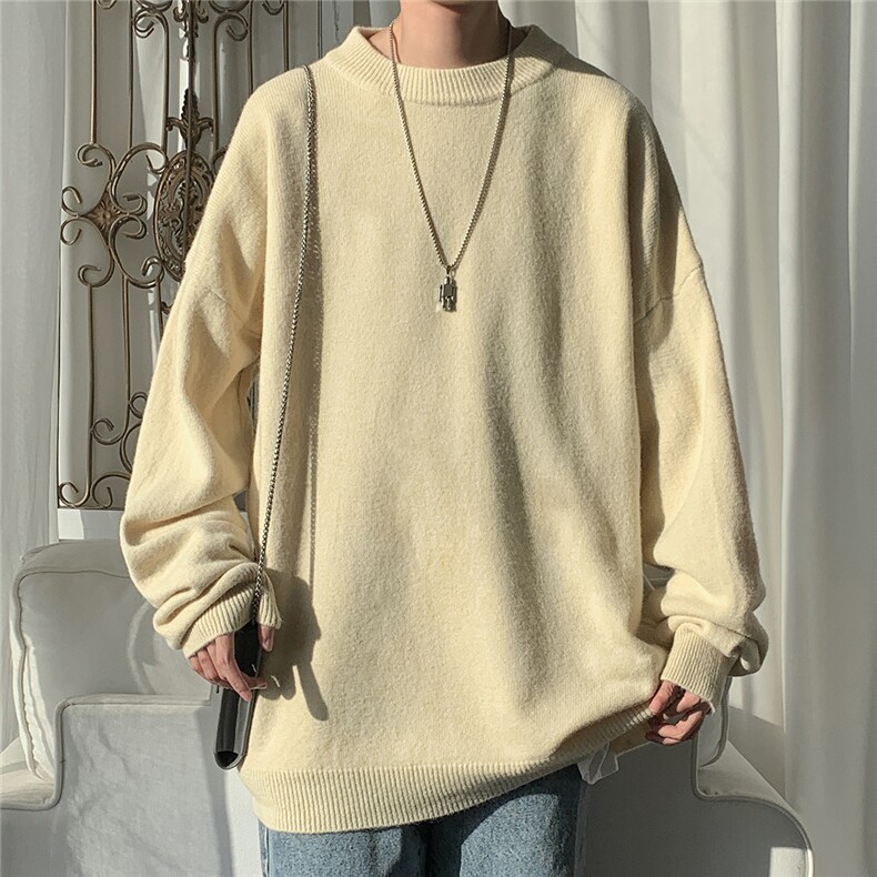 1港风宽松中性情侣潮流纯色大码M-5XL毛衣男外套7979P45加绒P55，男装针织衫/毛衣，星座226-2