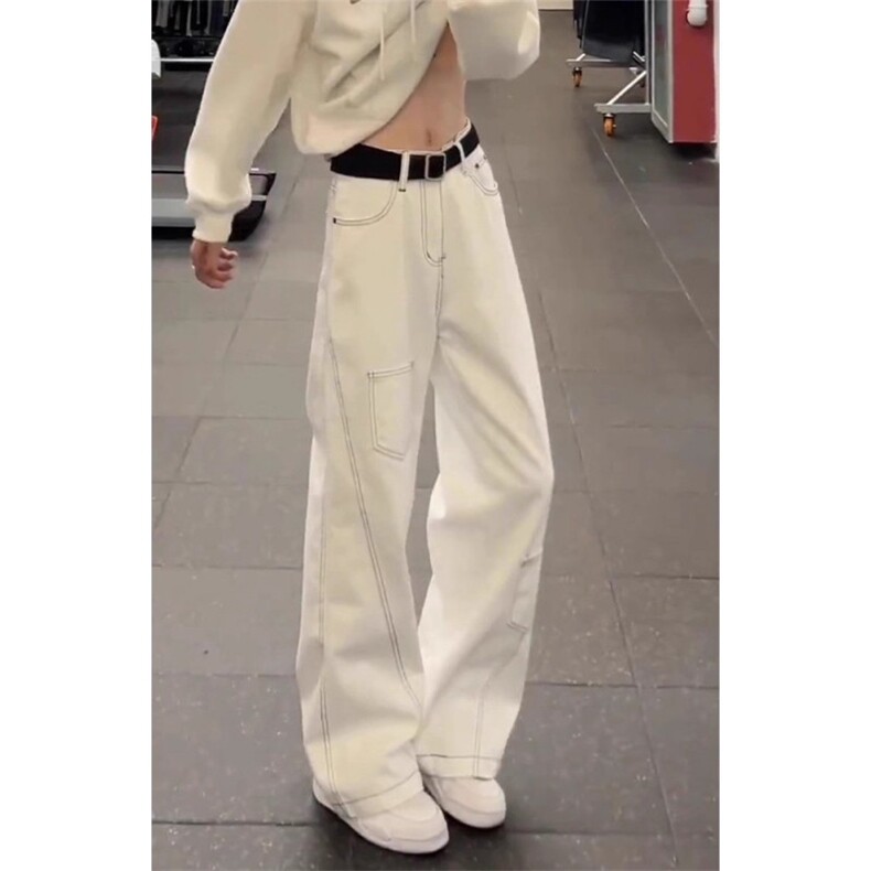 美式阔腿工装牛仔裤男款秋季痞帅高级感弯刀裤子高街直筒微喇长裤,男装牛仔裤,四季星座505