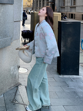 现货！（90新标带检）新中式提花料立体花羽绒服女气质保暖外套，女装羽绒服，浙宝189