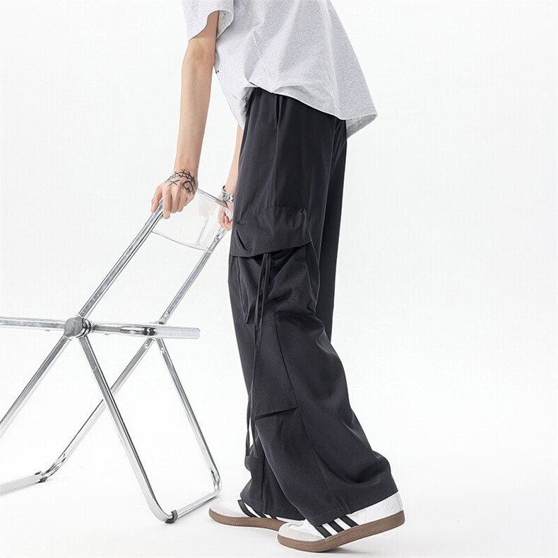 8XL-M 工装裤男冰丝垂感降落伞速干休闲阔腿美式运动裤夏K9134P48图片