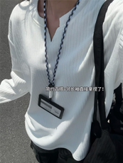 XZ809A/SYR48/特P24/控48肌理感V领长袖T恤卫衣，男装T恤，星座809A(原222-1)