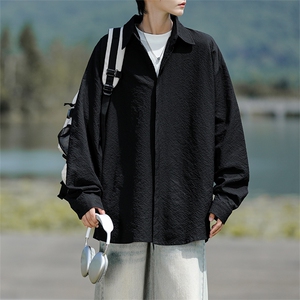 8XL-M泡泡纱盐缩肌理长袖衬衫男春季冰丝外套防晒衬衣CS29007P40图片