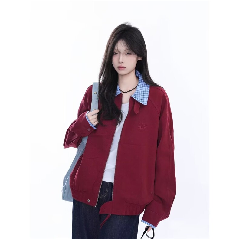 D66-P60格子衬衫拼接假两件卫衣女款秋冬大码休闲显瘦,男装衬衫,电商B323A