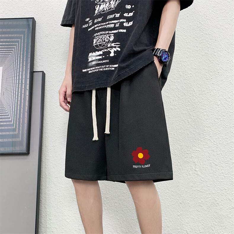 HD74257-P22华夫格短裤男大码宽松五分裤男直筒中裤,男装休闲裤,电商A040