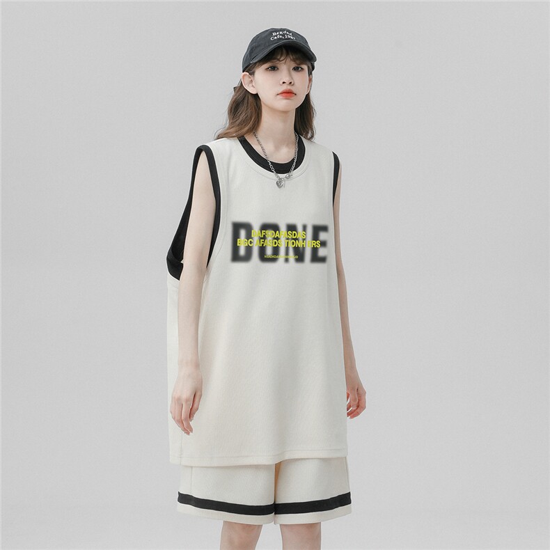 中性风23新款夏季时尚百搭无袖运动套装休闲两件套TZ1326P65控88，男装休闲套装，A247A