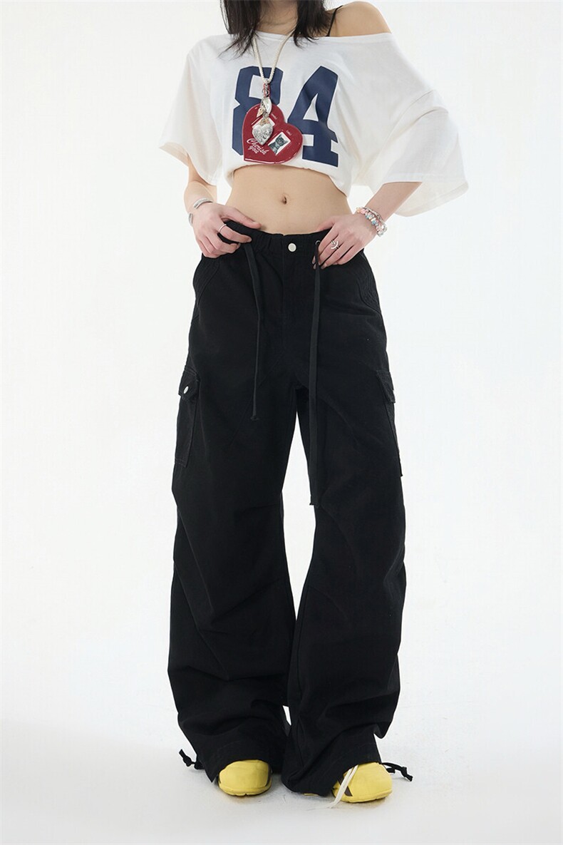 美式hiphop工装裤女2026春夏宽松阔腿拖地裤休闲裤新款YD9002-P75,男装牛仔裤,星座509