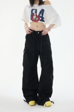 美式hiphop工装裤女2026春夏宽松阔腿拖地裤休闲裤新款YD9002-P75，男装牛仔裤，星座509