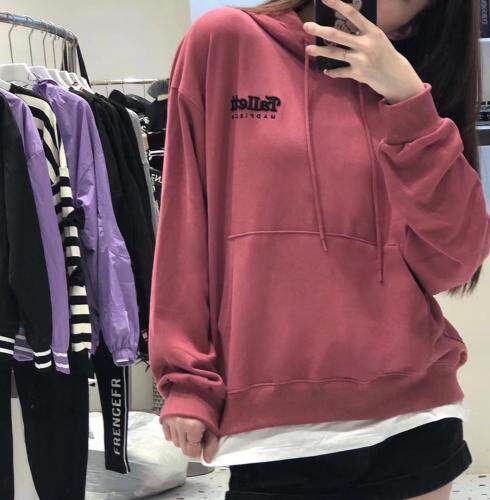 现货秋装新款韩版连帽假两件卫衣，女装卫衣/绒衫，JJY 锦娇衣