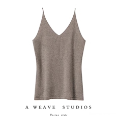 V领小吊带女背心网红夏季百搭修身内搭针织打底性感小衫外穿短款，女装背心吊带，亿嘉羊绒