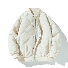 冬季纯色菱形格棒球服棉服加绒保暖宽松休闲简约款棉衣MY606-P75，男装棉衣，电商B306