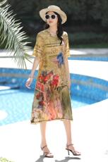 现货真丝绉连衣裙，女装连衣裙，欧雅斯丹·尔