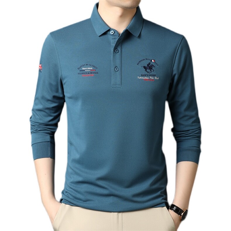 QLM55152男士2021春季新款长袖休闲t恤青年polo衫翻领体恤P60,男装Polo衫,电商B360